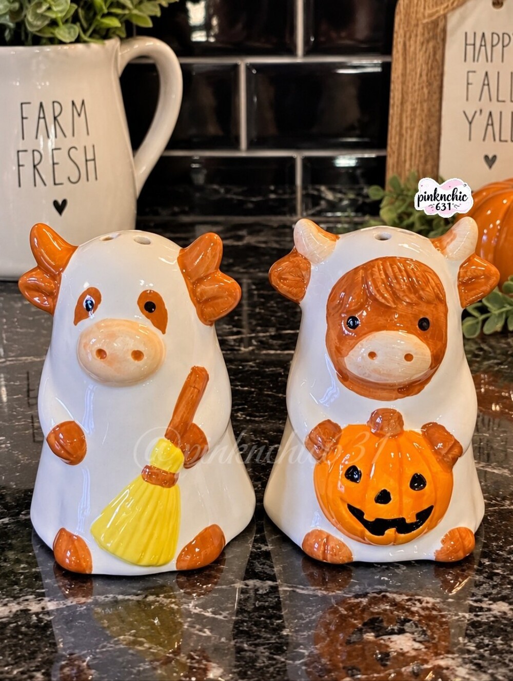 West Highland Cows Collectible Salt and Pepper Shakers Figurines Halloween Decor